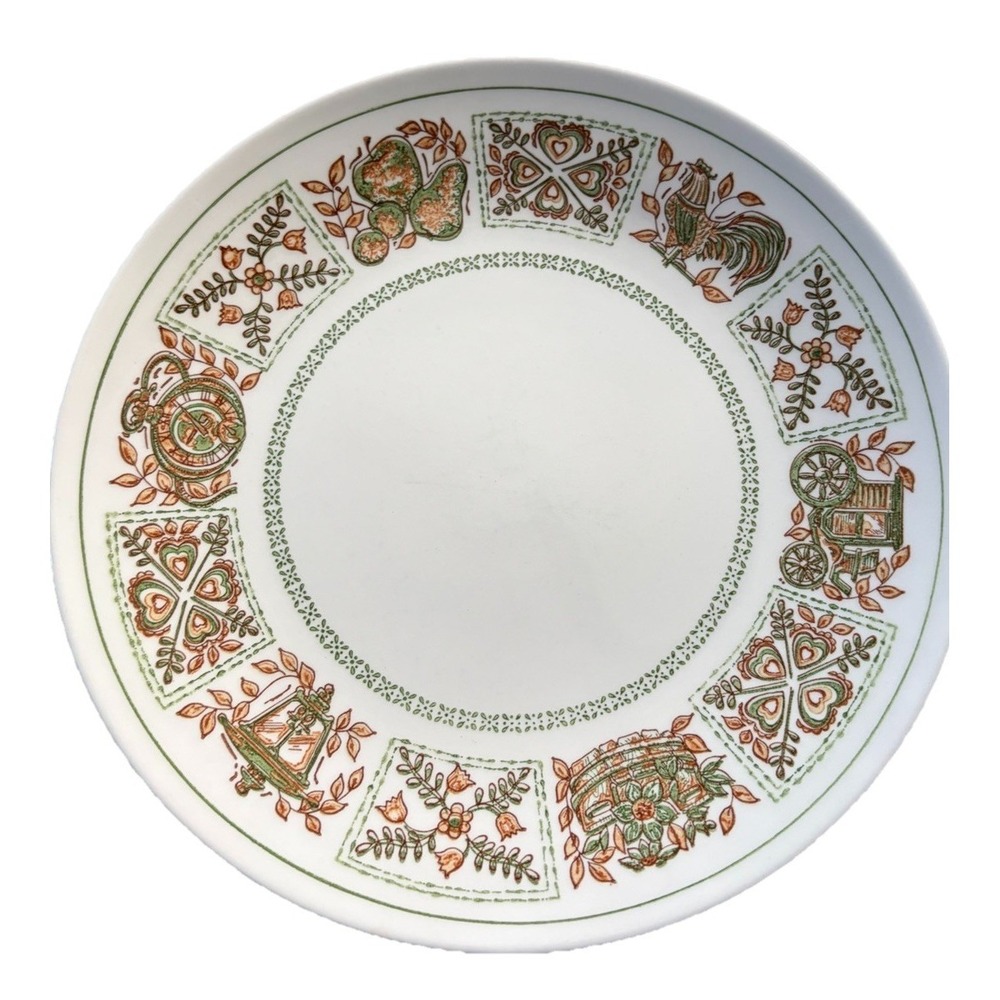 Vtg Taylorstone Provincial Green Set If‎ 4 Dinner Plates Farmhouse Rooster 10.5"